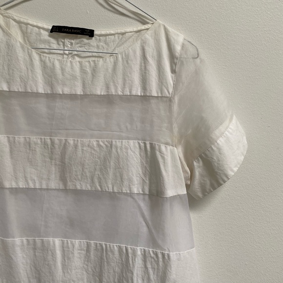 Zara Striped Poplin Organza Top White S - Picture 6 of 7